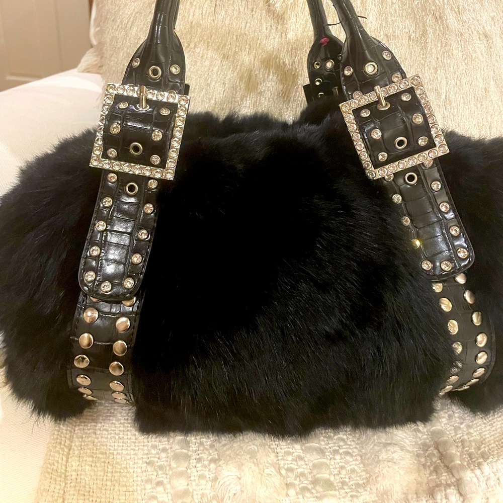 Authentic Black Rabbit Fur Purse